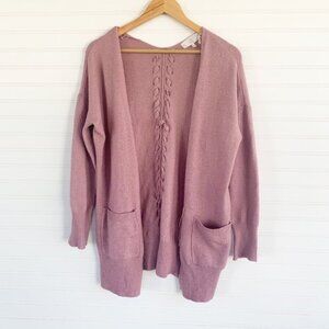 Pink Rose Light Pink Lace Up Open Cardigan Size M